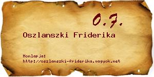 Oszlanszki Friderika névjegykártya
